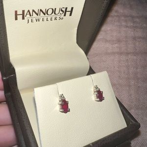 Oval ruby and diamond accent stud earrings